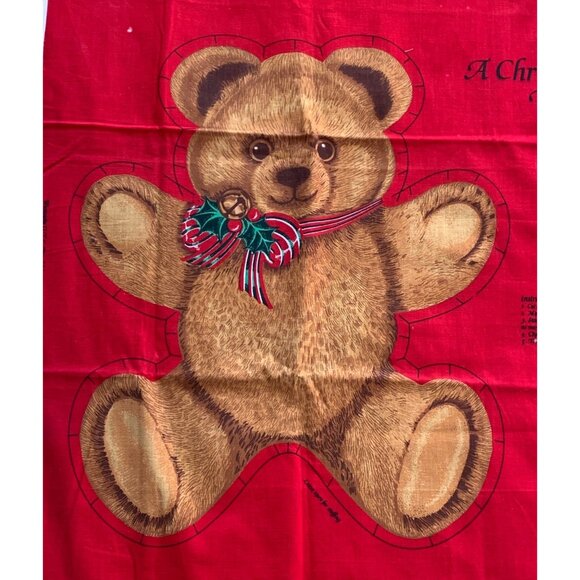 Hallmark Cards A Christmas Gathering Teddy Bear Fabric 19x16 Panel Sew & Stuff - Picture 1 of 8